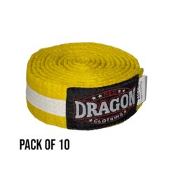 Red Dragon Martial Arts Striped Belt Pack of 10 Yellow/White