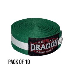 Red Dragon Martial Arts Striped Belt Pack of 10 Green/White