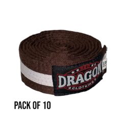 Red Dragon Martial Arts Striped Belt Pack of 10 Brown/White