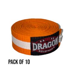 Red Dragon Martial Arts Striped Belt Pack of 10 Orange/White