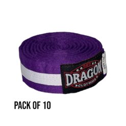 Red Dragon Martial Arts Striped Belt Pack of 10 Purple/White