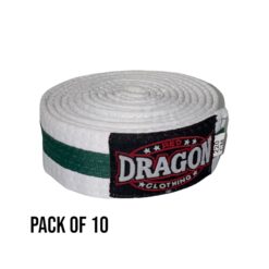 Red Dragon Martial Arts Striped Belt Pack of 10 White/Green