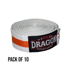 Red Dragon Martial Arts Striped Belt Pack of 10 White/Orange